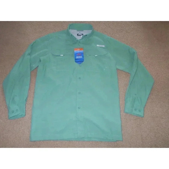 NWT-Habit Men’s Kona Beach Longsleeve River Fishing Button Down Shirt Medium Gre - Picture 1 of 7